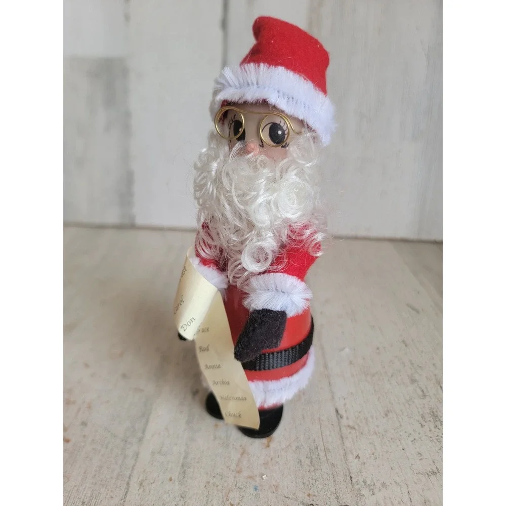 Santa Claus naughty nice list wooden doll vintage Xmas glasses home decor